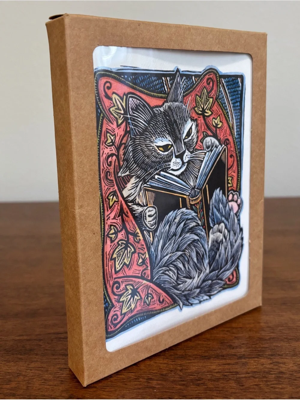 Cat Reading Greeting Cards Set Of 10 With Envelopes Andrea Wisnewski 5” x 6.75”